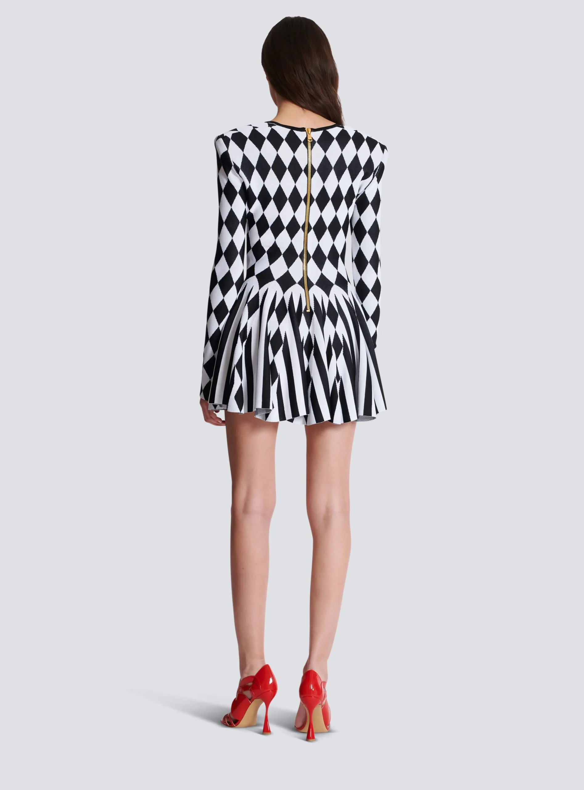 Diamond Jacquard Flared Knit Dress-Balmain Best