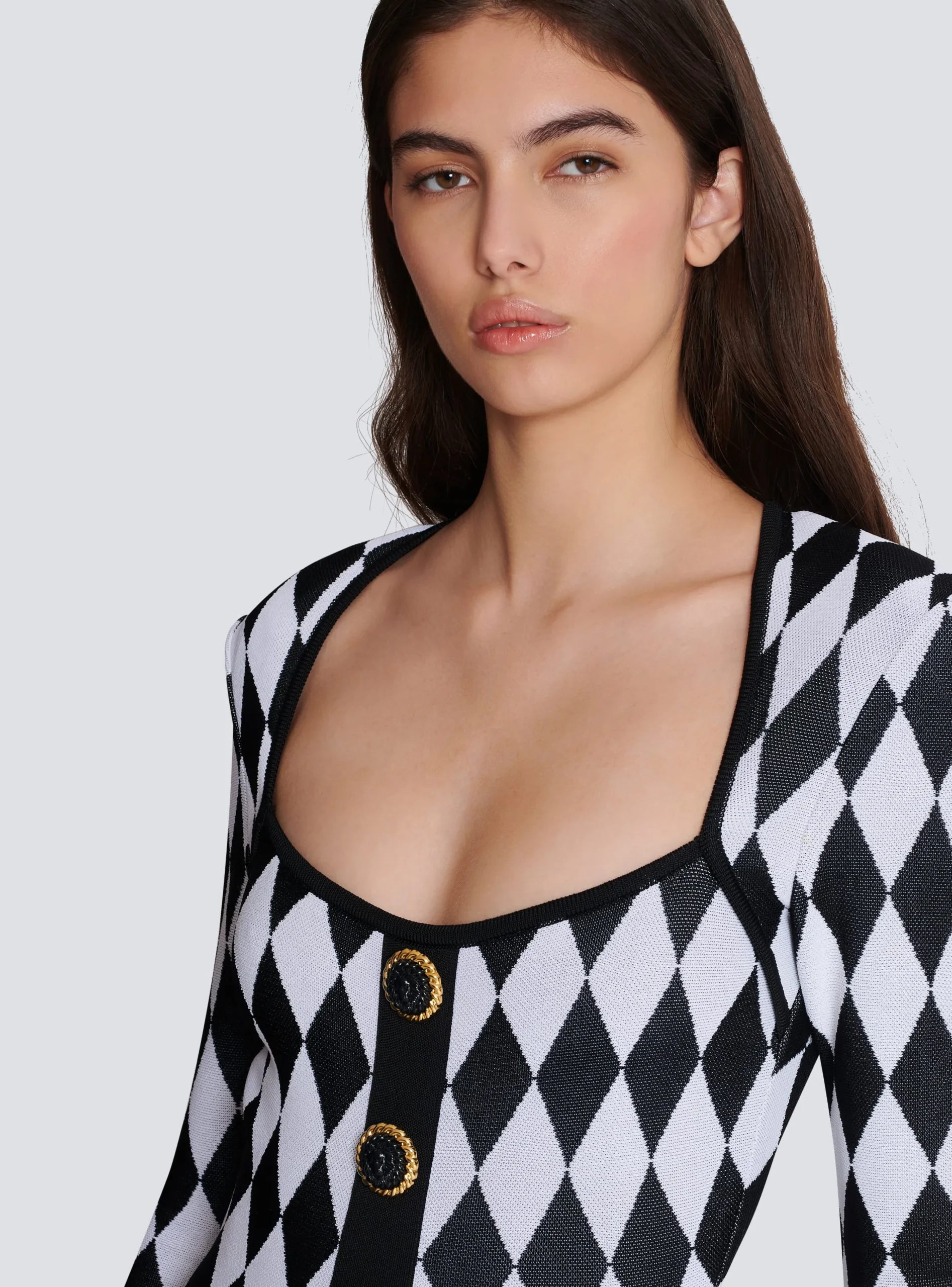 Diamond Jacquard Flared Knit Dress-Balmain Best