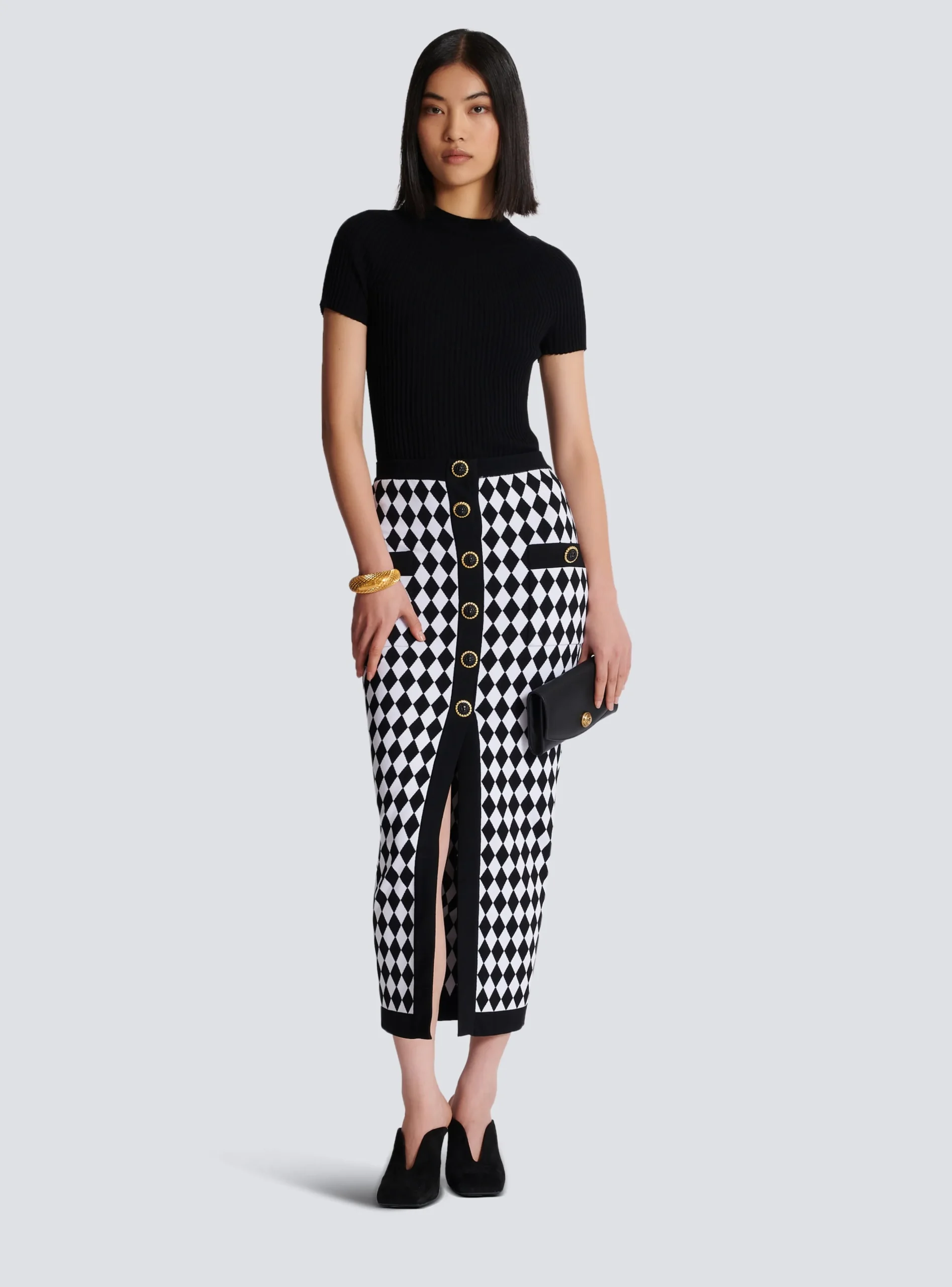 Diamond Jacquard Midi Skirt-Balmain Store