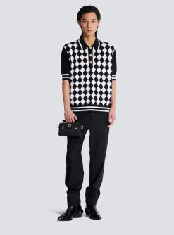 Diamond Polo Shirt In Two-tone Cotton-Balmain Cheap
