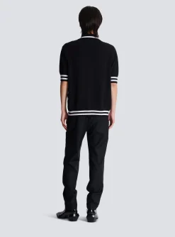Diamond Polo Shirt In Two-tone Cotton-Balmain Cheap