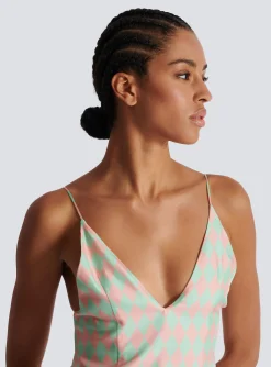 Diamond Print Silk Top-Balmain Fashion