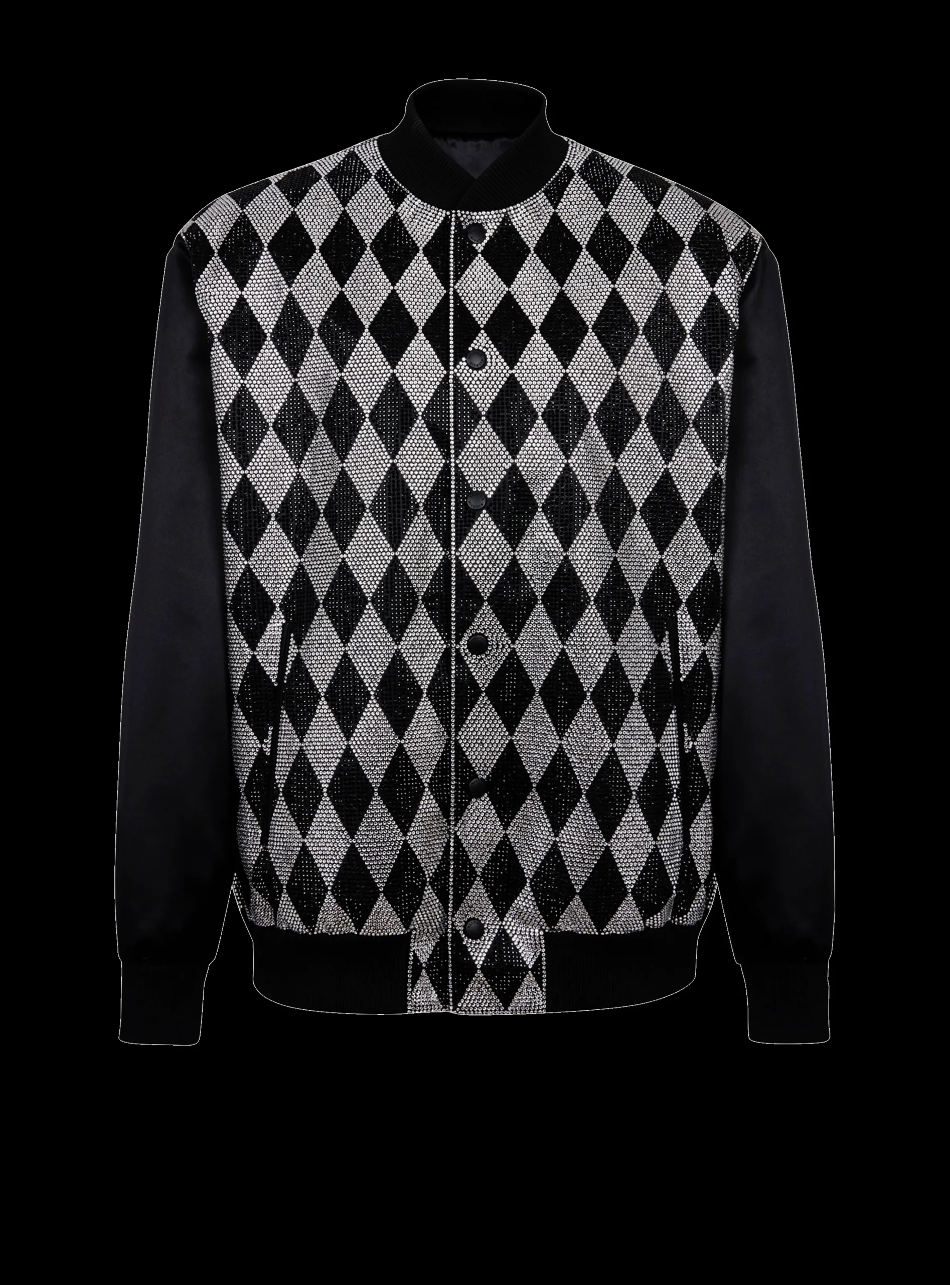 Diamond Satin Bomber Jacket With Rhinestones-Balmain Outlet