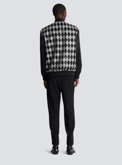 Diamond Satin Bomber Jacket With Rhinestones-Balmain Outlet