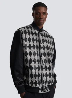 Diamond Satin Bomber Jacket With Rhinestones-Balmain Outlet