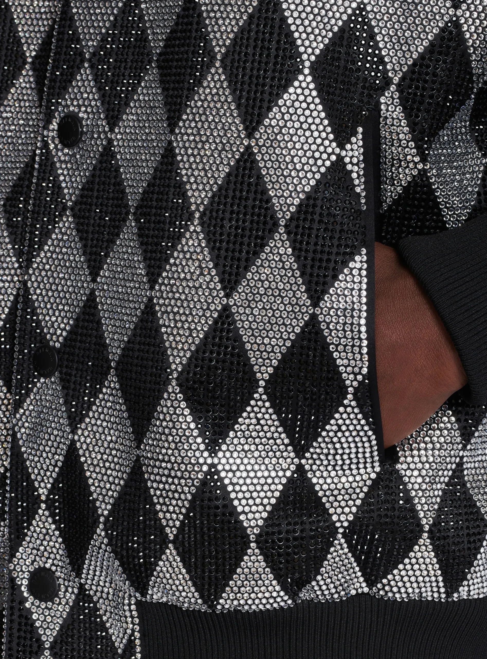 Diamond Satin Bomber Jacket With Rhinestones-Balmain Outlet