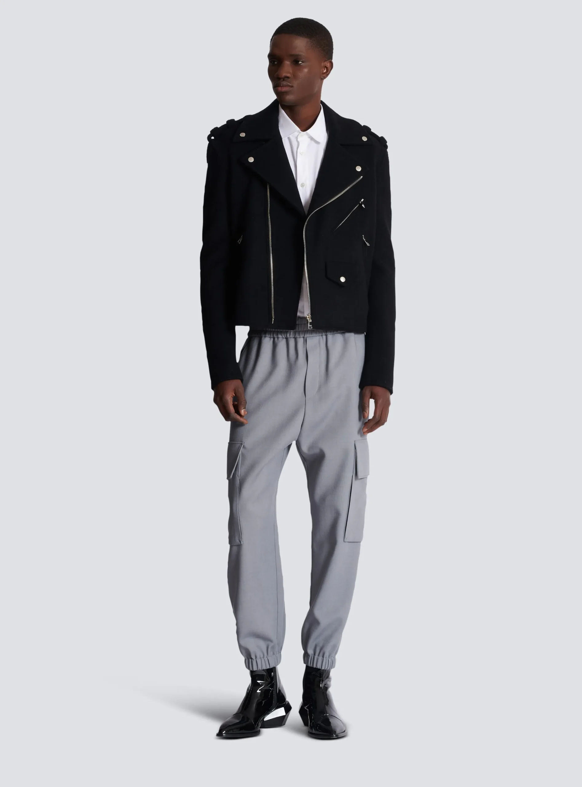Double Crepe Wool Cargo Trousers-Balmain Discount