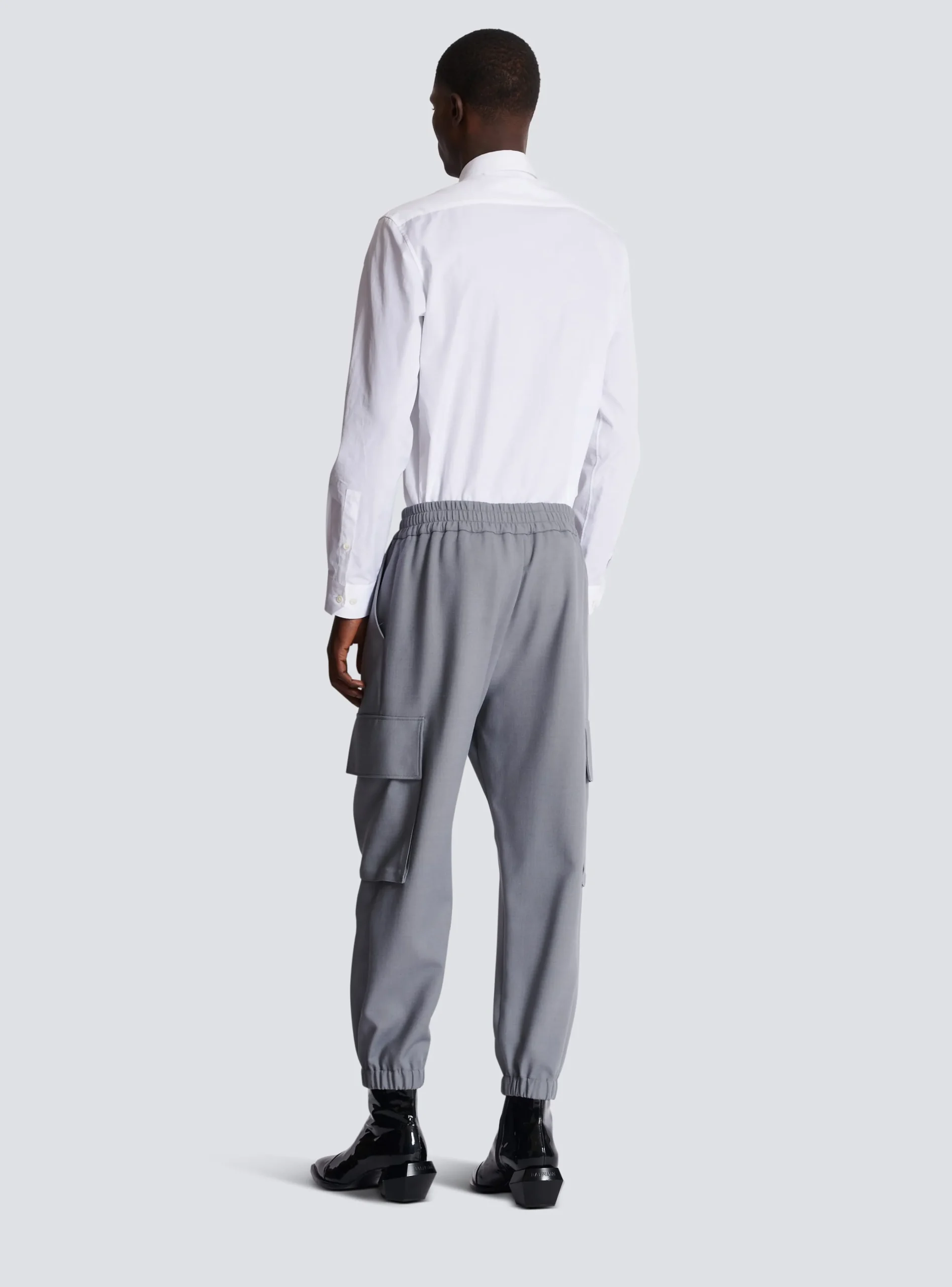Double Crepe Wool Cargo Trousers-Balmain Discount