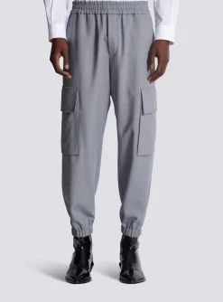 Double Crepe Wool Cargo Trousers-Balmain Discount