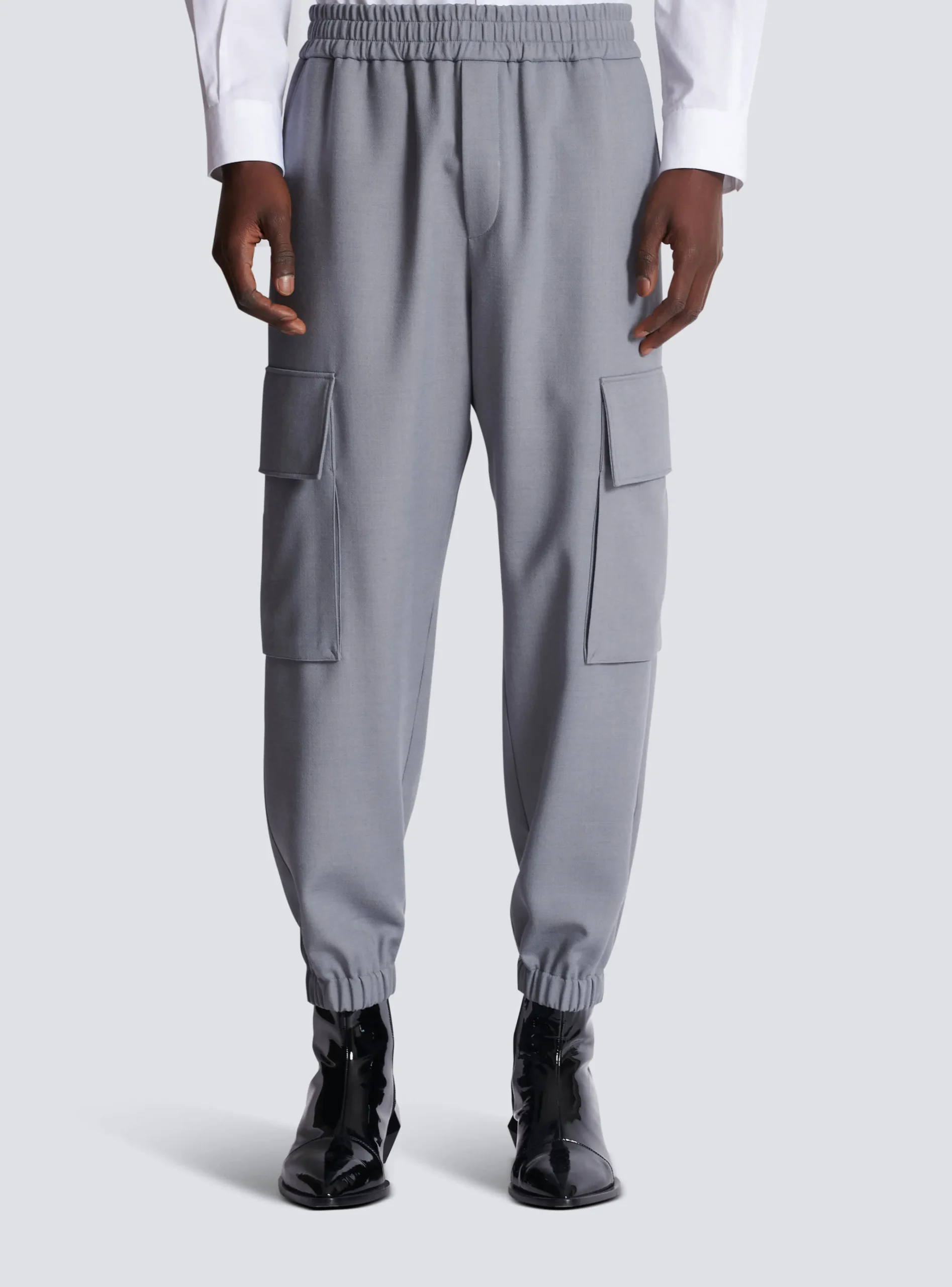 Double Crepe Wool Cargo Trousers-Balmain Discount