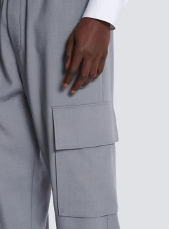 Double Crepe Wool Cargo Trousers-Balmain Discount