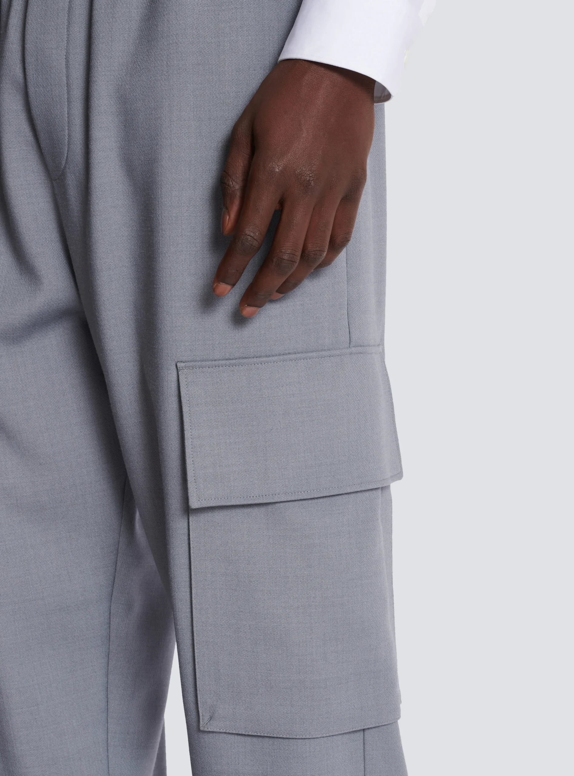Double Crepe Wool Cargo Trousers-Balmain Discount