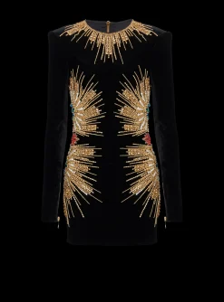 Dress With Pearl And Sequin Embroidery-Balmain Cheap
