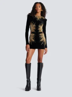 Dress With Pearl And Sequin Embroidery-Balmain Cheap