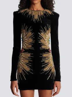 Dress With Pearl And Sequin Embroidery-Balmain Cheap