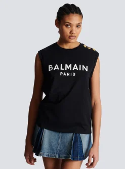 Eco-designed Cotton T-shirt With Logo Print-Balmain Cheap