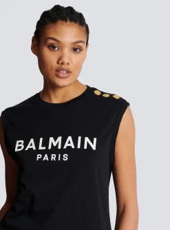 Eco-designed Cotton T-shirt With Logo Print-Balmain Cheap