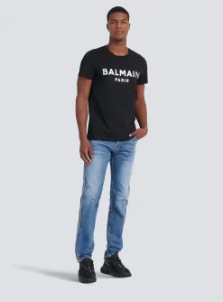 Eco-designed Cotton T-shirt With Paris Logo Print-Balmain Sale