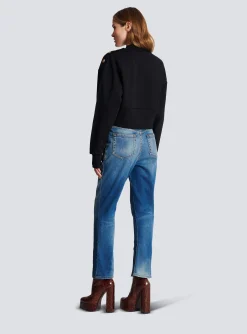 Eco-responsible Cotton Cropped Sweatshirt With Logo Print-Balmain New