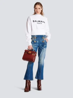 Eco-responsible Cotton Cropped Sweatshirt With Logo Print-Balmain Hot