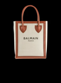 Ecru Canvas B-Army 26 Bag With Brown Leather Panels-Balmain Flash Sale
