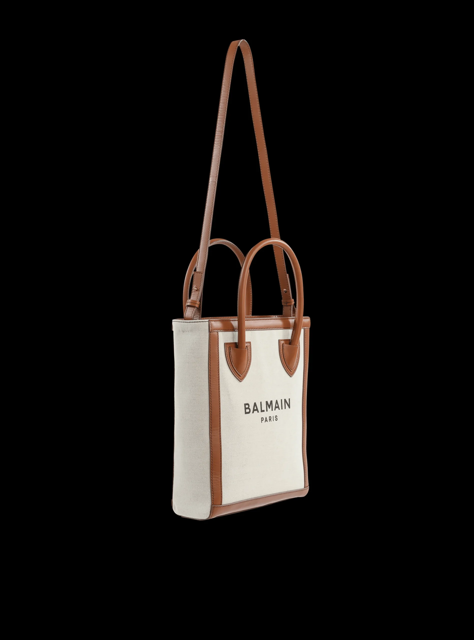 Ecru Canvas B-Army 26 Bag With Brown Leather Panels-Balmain Flash Sale
