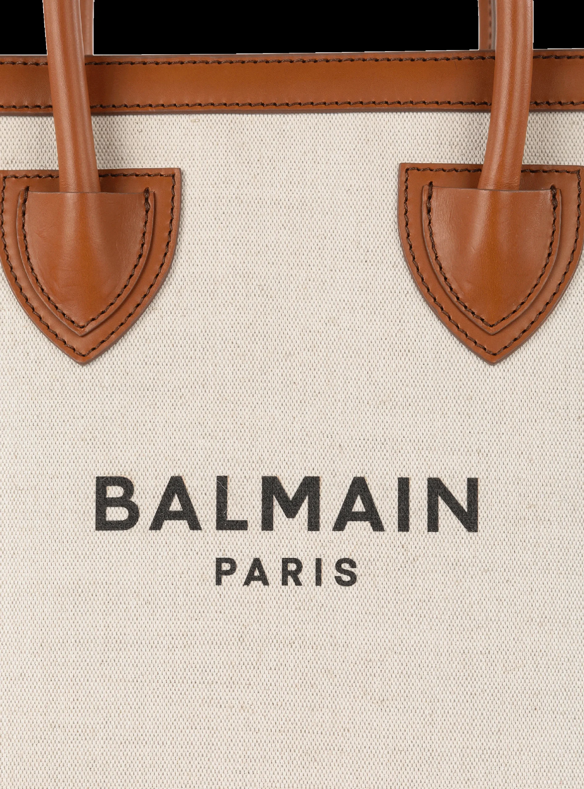 Ecru Canvas B-Army 26 Bag With Brown Leather Panels-Balmain Flash Sale