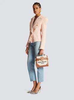 Ecru Canvas B-Buzz 23 Bag With Leather Panels-Balmain Outlet