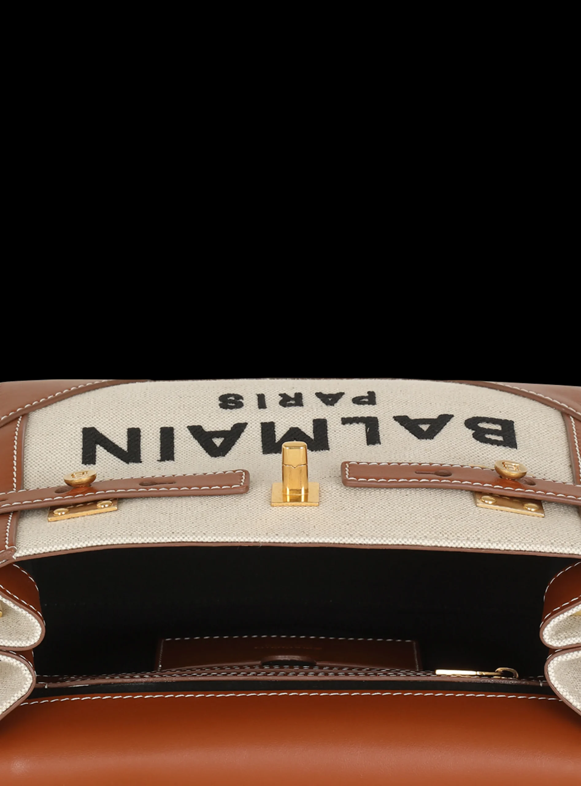 Ecru Canvas B-Buzz 23 Bag With Leather Panels-Balmain Outlet
