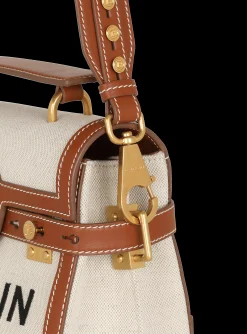 Ecru Canvas B-Buzz 23 Bag With Leather Panels-Balmain Outlet