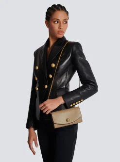 Emblème Grained Calfskin Clutch-Balmain Cheap
