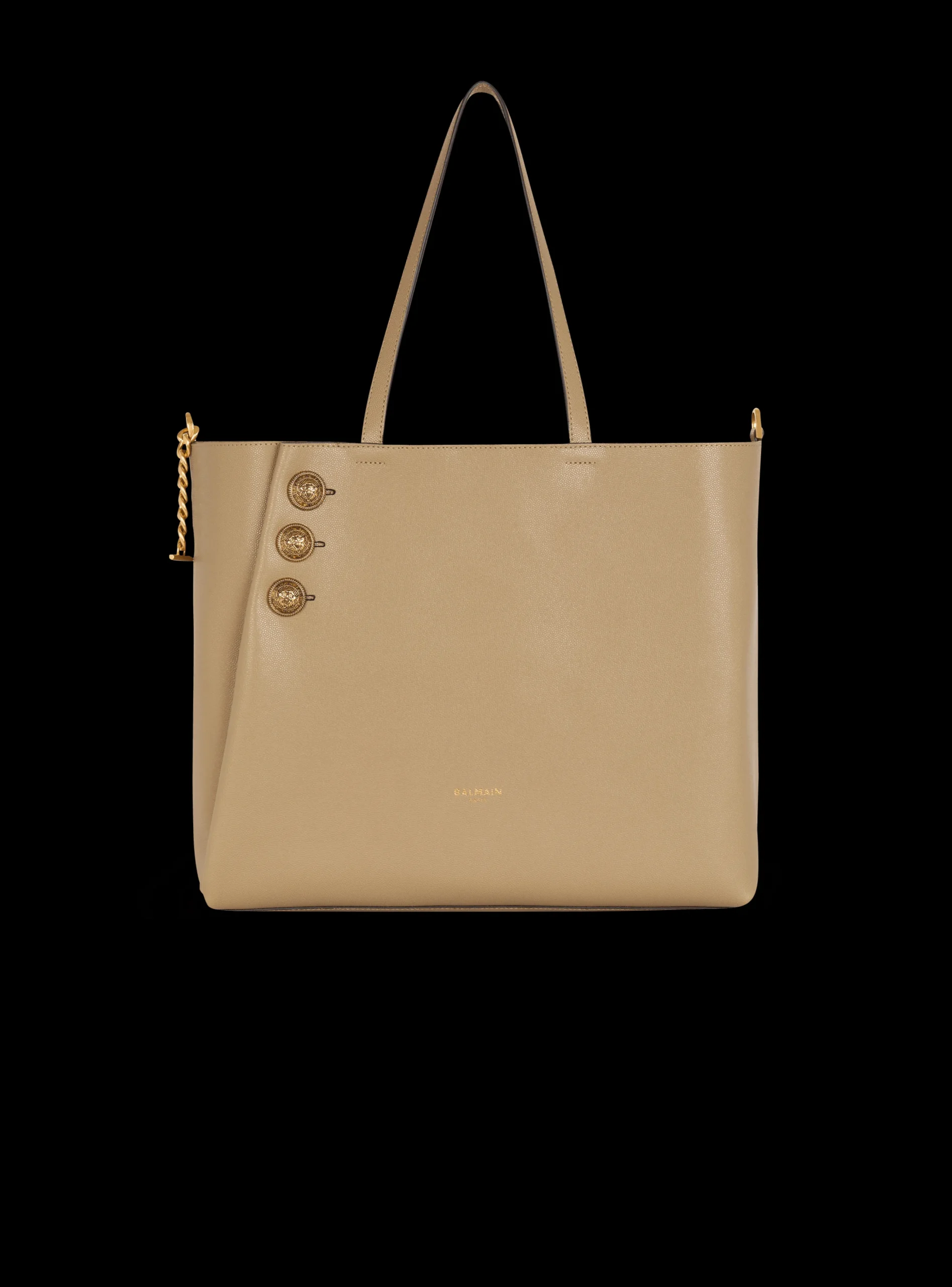Emblème Grained Calfskin Tote Bag-Balmain Cheap
