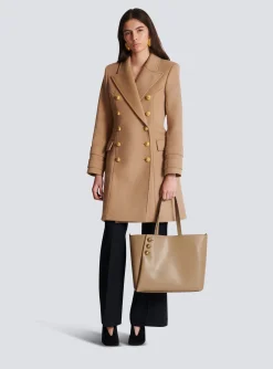 Embl&egrave;me Grained Calfskin Tote Bag-Balmain Cheap