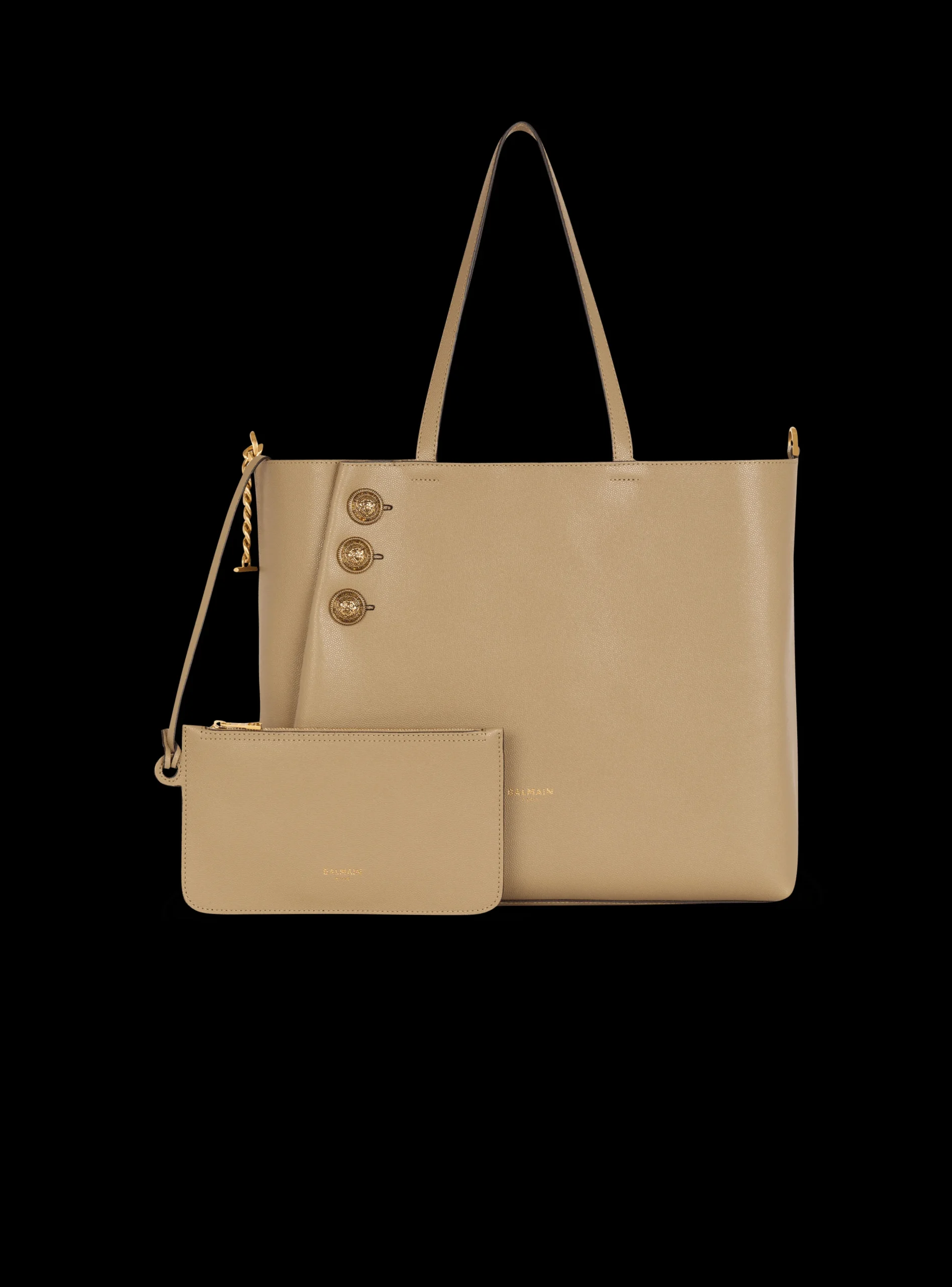 Emblème Grained Calfskin Tote Bag-Balmain Cheap