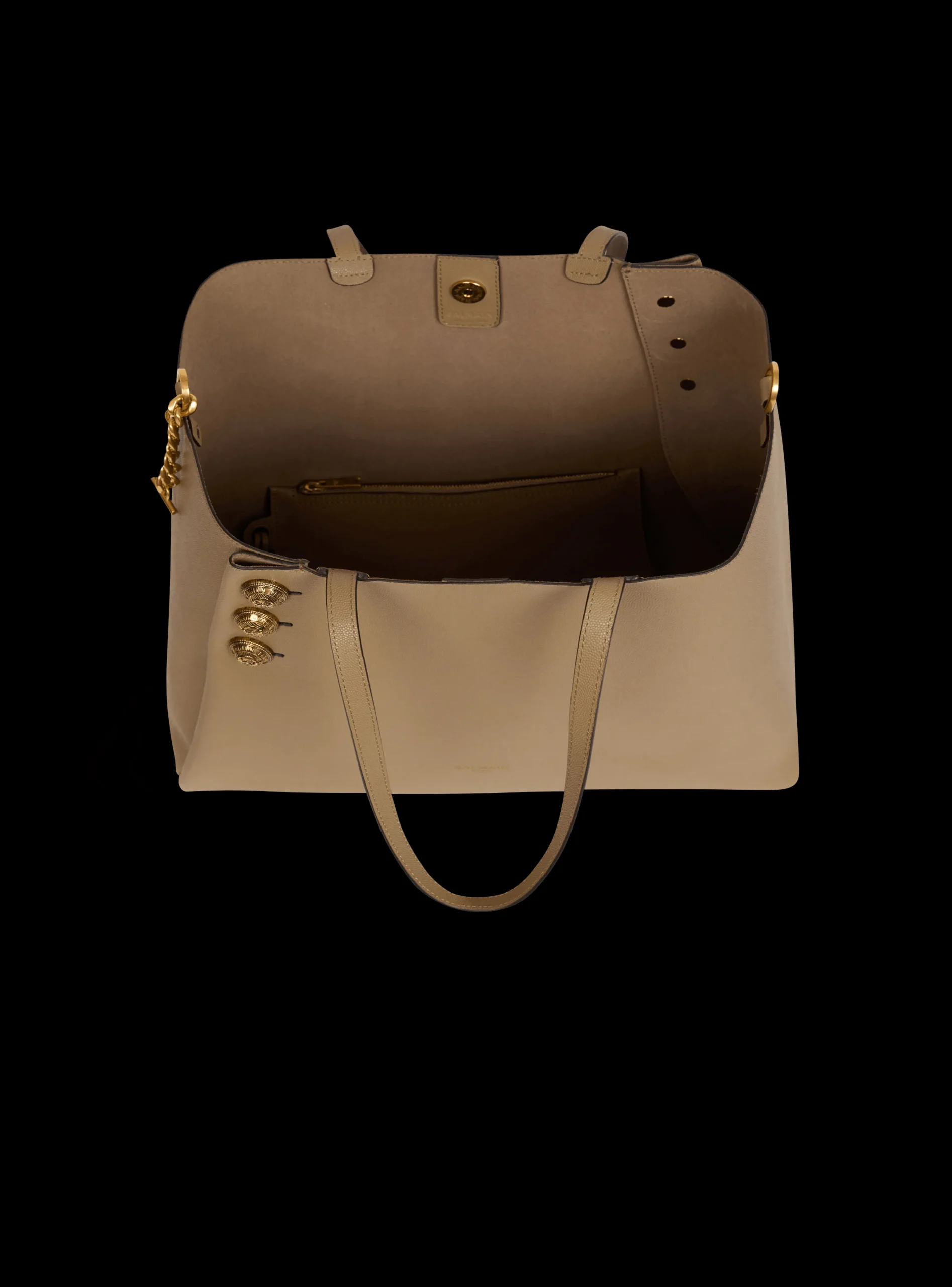 Emblème Grained Calfskin Tote Bag-Balmain Cheap