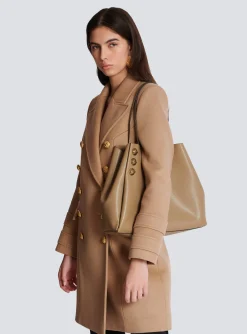 Emblème Grained Calfskin Tote Bag-Balmain Cheap