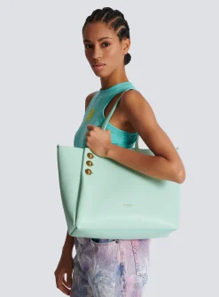 Emblème Grained Calfskin Tote Bag-Balmain Sale