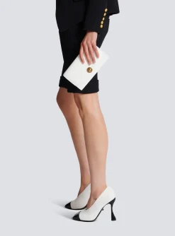 Embl&egrave;me Grained Calfskin Clutch-Balmain Store