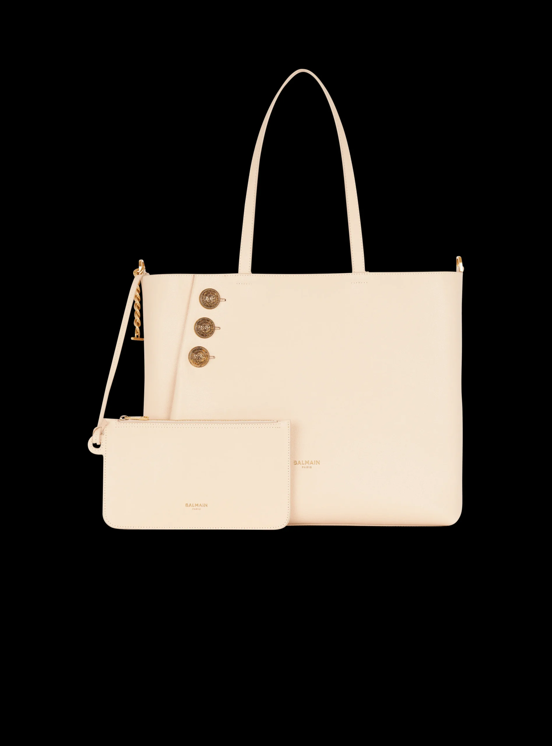 Emblème Grained Leather Tote Bag-Balmain Best Sale
