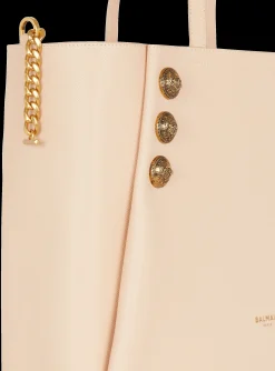 Emblème Grained Leather Tote Bag-Balmain Best Sale
