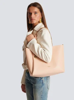 Emblème Grained Leather Tote Bag-Balmain Best Sale