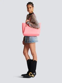 Embl&egrave;me Grained Leather Tote Bag-Balmain Hot