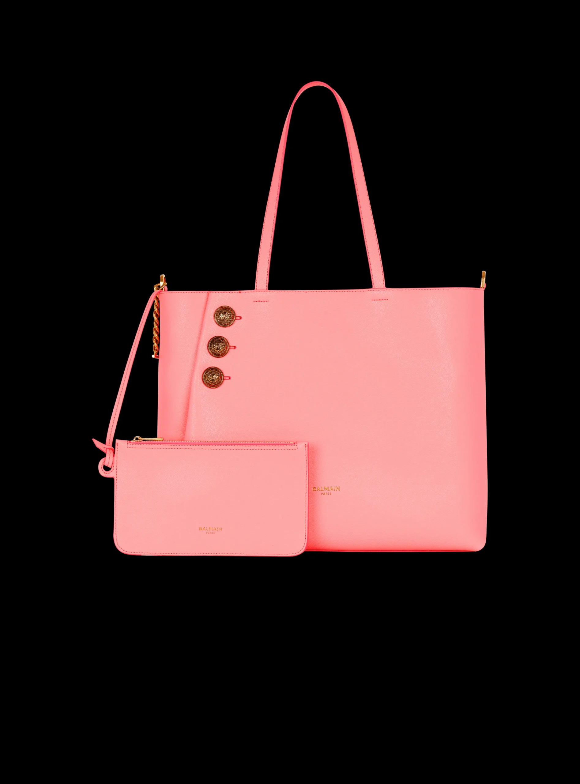 Emblème Grained Leather Tote Bag-Balmain Hot