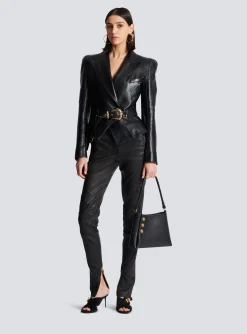 Embl&egrave;me Handbag In Grained Leather-Balmain Outlet