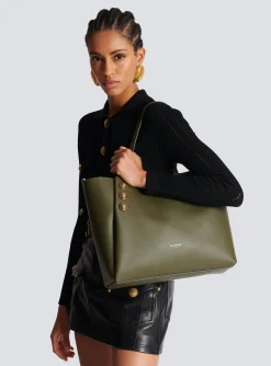 Embl&egrave;me Leather Tote Bag-Balmain Cheap