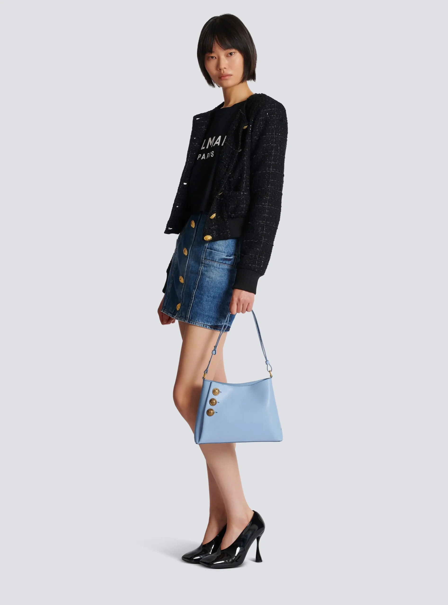 Emblème Shoulder Bag In Grained Calfskin-Balmain Shop