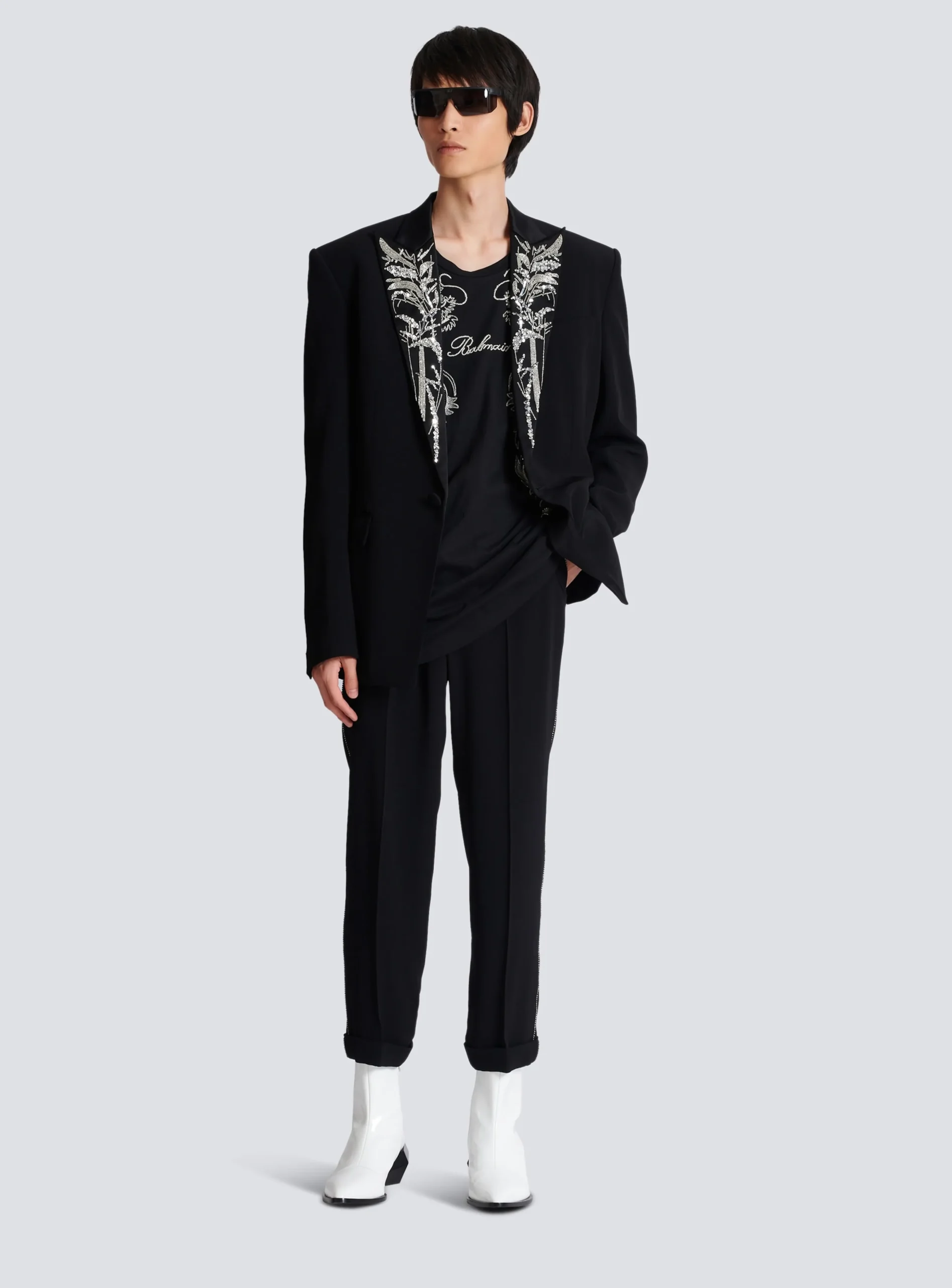 Embroidered Dragon T-shirt With Rhinestones-Balmain Store