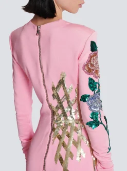 Embroidered Roses Dress-Balmain Fashion