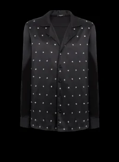 Embroidered Silk Stars Shirt-Balmain Best Sale
