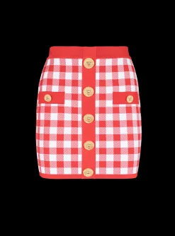 Fine-knit Gingham Skirt-Balmain Store